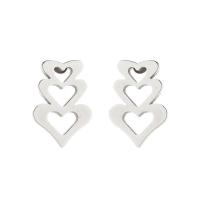 Stainless Steel Stud Earring, 304 Stainless Steel, Heart, Vacuum Ion Plating, fashion jewelry & for woman, Crystal Golden Shadow (Steel) 