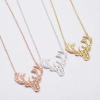 Stainless Steel Jewelry Necklace, 304 Stainless Steel, Antlers, Vacuum Ion Plating, fashion jewelry & for woman cm 