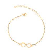 Stainless Steel Charm Bracelet, 304 Stainless Steel, with 5cm extender chain, Number 8, Vacuum Ion Plating, fashion jewelry & for woman, golden cm 