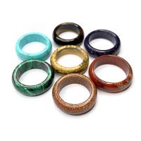 Gemstone Finger Ring, Natural Stone, Donut, random style & Unisex mixed colors 