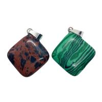Joyas de piedras preciosas colgante, Piedra natural, Cuadrado, diferentes materiales para la opción & unisexo, más colores para la opción, 24x28mm, Vendido por UD