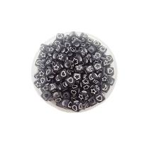 Acryl Schmuck Perlen, Quadrat, Spritzlackierung, gemischtes Muster & DIY, schwarz, 6x6mm, Bohrung:ca. 3.2mm, ca. 3000PCs/Tasche, verkauft von Tasche