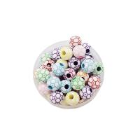 Acryl Schmuck Perlen, Fussball, DIY, gemischte Farben, 12mm, Bohrung:ca. 3.8mm, ca. 600PCs/Tasche, verkauft von Tasche