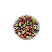 Acryl Alphabet Perlen, Alphabet-Buchstabe, plattiert, DIY, gemischte Farben, 6x6mm, ca. 3000PCs/Tasche, verkauft von Tasche
