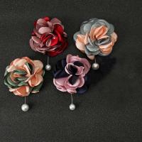 Stoff Brosche, mit Eisenstift & Kunststoff Perlen, Blume, silberfarben plattiert, für Frau, keine, 108mm, verkauft von PC