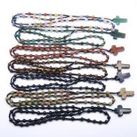 Gemstone Necklaces, with Polyester Cord, Cross, polished & Unisex Approx 35-50 cm 