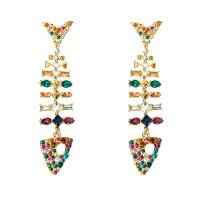 Zinc Alloy Rhinestone Drop Earring, Fish Bone, gold color plated, fashion jewelry & for woman & with rhinestone 