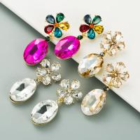 Zinc Alloy Rhinestone Drop Earring, with Glass Rhinestone, fashion jewelry & for woman 