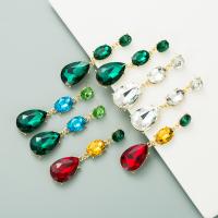 Zinc Alloy Rhinestone Drop Earring, with Glass Rhinestone, fashion jewelry & for woman 