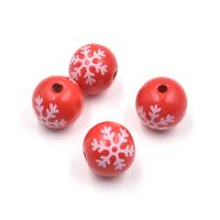 Druck Holz Perlen, DIY, rot, 20mm, Bohrung:ca. 4mm, verkauft von PC