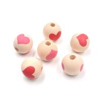 Printing Wood Beads, DIY & with heart pattern 16mm Approx 4mm 