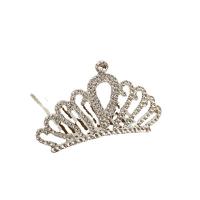 Decorative Hair Combs, Zinc Alloy, Crown, silver color plated, fashion jewelry & for woman & with rhinestone, silver color 