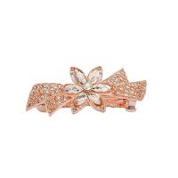 Hair Barrettes, Zinc Alloy, Flower, gold color plated, fashion jewelry & for woman & with rhinestone 
