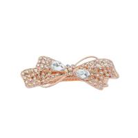 Hair Barrettes, Zinc Alloy, Bowknot, gold color plated, fashion jewelry & for woman & with rhinestone 