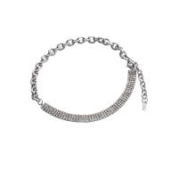 Collar de la joyería de titanio, Partículas de acero, con 5.4cm extender cadena, chapado en plata de alta calidad, unisexo & micro arcilla de zirconia cúbica, plateado, longitud:aproximado 31.7 cm, Vendido por UD