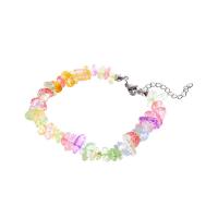 Crystal Bracelets, with 5.1cm extender chain, irregular, silver color plated, fashion jewelry & for woman, multi-colored Approx 16.9 cm 