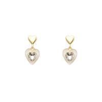 Resin Zinc Alloy Earring, with Resin, Heart, high quality gold color plated, fashion jewelry & for woman & with rhinestone, golden 
