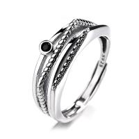 Cubic Zirconia Sterling Silver Finger Ring, 925 Sterling Silver, polished, Adjustable & micro pave cubic zirconia & for woman 