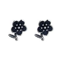 Sterling Silver Stud Earring, 925 Sterling Silver, Flower, polished, fashion jewelry & for woman, 7mm 