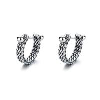 Sterling Silver Huggie Hoop Earring, 925 Sterling Silver, polished, fashion jewelry & for woman, 12mm 