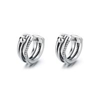 Sterling Silver Huggie Hoop Earring, 925 Sterling Silver, polished, fashion jewelry & multilayer & for woman, 13mm 