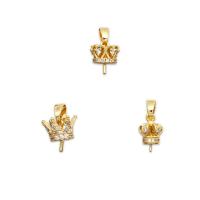 Brass Peg Bail, Crown, 18K gold plated, DIY & micro pave cubic zirconia 