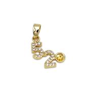 Brass Jewelry Bails, Number, 18K gold plated, DIY & micro pave cubic zirconia Approx 6mm 
