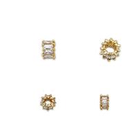 Brass Spacer Beads, 18K gold plated & micro pave cubic zirconia 