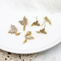 Brass Earring Drop Component, Butterfly, 18K gold plated, DIY 