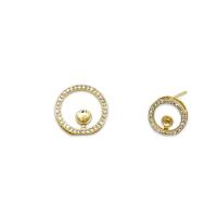 Brass Earring Stud Component, 18K gold plated & micro pave cubic zirconia 