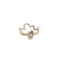 Cubic Zirconia Micro Pave Brass Connector, with White Shell, Cloud, 18K gold plated, micro pave cubic zirconia 