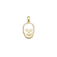 Brass Shell Pendants, with White Shell, Skull, 18K gold plated, micro pave cubic zirconia 