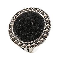 Anillo de dedo de aleación de Zinc, chapado en color de plata antigua, Joyería & diverso tamaño para la opción & para mujer & con diamantes de imitación, 22.3mm, Vendido por UD