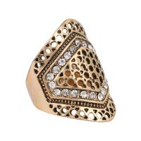 Anillo de dedo de aleación de Zinc, chapado en color dorado antiguo, Joyería & diverso tamaño para la opción & para mujer & con diamantes de imitación, 29mm, Vendido por UD