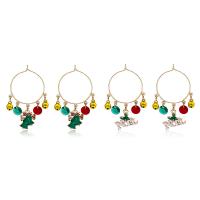 Christmas Earrings, Zinc Alloy, gold color plated, Christmas Design & for woman & enamel 