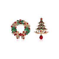 Рождественские украшения брошь, цинковый сплав, Рождественский дизайн & разные стили для выбора & Женский & эмаль & со стразами, продается PC