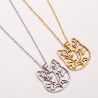 Stainless Steel Jewelry Necklace, 304 Stainless Steel, Cat, Vacuum Ion Plating, fashion jewelry & for woman & hollow cm 