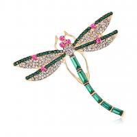 Rhinestone Zinc Alloy Brooch, Dragonfly, gold color plated, Unisex & with rhinestone, mixed colors 