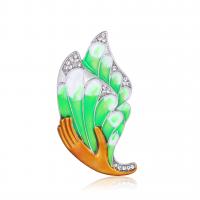 Zinc Alloy Jewelry Brooch, silver color plated, Unisex & enamel & with rhinestone, mixed colors 