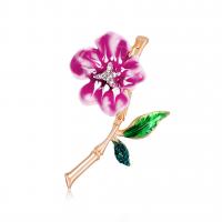 Zinc Alloy Jewelry Brooch, Flower, gold color plated, Unisex & enamel, pink 