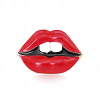 Zinc Alloy Jewelry Brooch, Lip, gold color plated, Unisex & enamel, red 