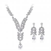 Rhinestone Zinc Alloy Jewelry Set, earring & necklace, with Crystal & Rhinestone, with 7cm extender chain, Teardrop, plated, 2 pieces & for woman & faceted Approx 40 cm 