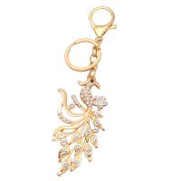 Zinc Alloy Key Clasp, Peacock, plated, for woman & with rhinestone .9 Inch 