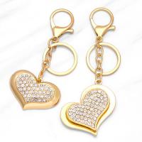 Zinc Alloy Key Clasp, Heart, gold color plated & for woman & with rhinestone, golden Inch 
