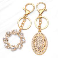 Zinc Alloy Key Clasp, gold color plated & for woman & with rhinestone, golden .7 Inch 