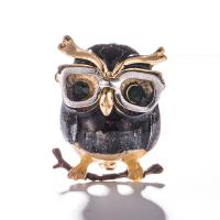 Rhinestone Zinc Alloy Brooch, Owl, plated, for woman & with rhinestone 