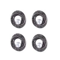 Rhinestone Zinc Alloy Brooch, with Plastic Pearl, Round, silver color plated, for woman & with rhinestone 
