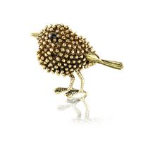 Rhinestone Zinc Alloy Brooch, Bird, gold color plated, for woman & with rhinestone, golden 