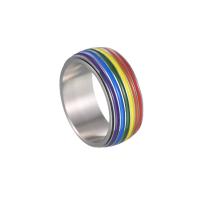 Couple Finger Rings, Titanium Steel, fashion jewelry & rainbow design & Unisex rainbow colors 