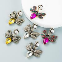 Zinc Alloy Rhinestone Drop Earring, with Plastic Pearl, gold color plated, fashion jewelry & for woman & with rhinestone 